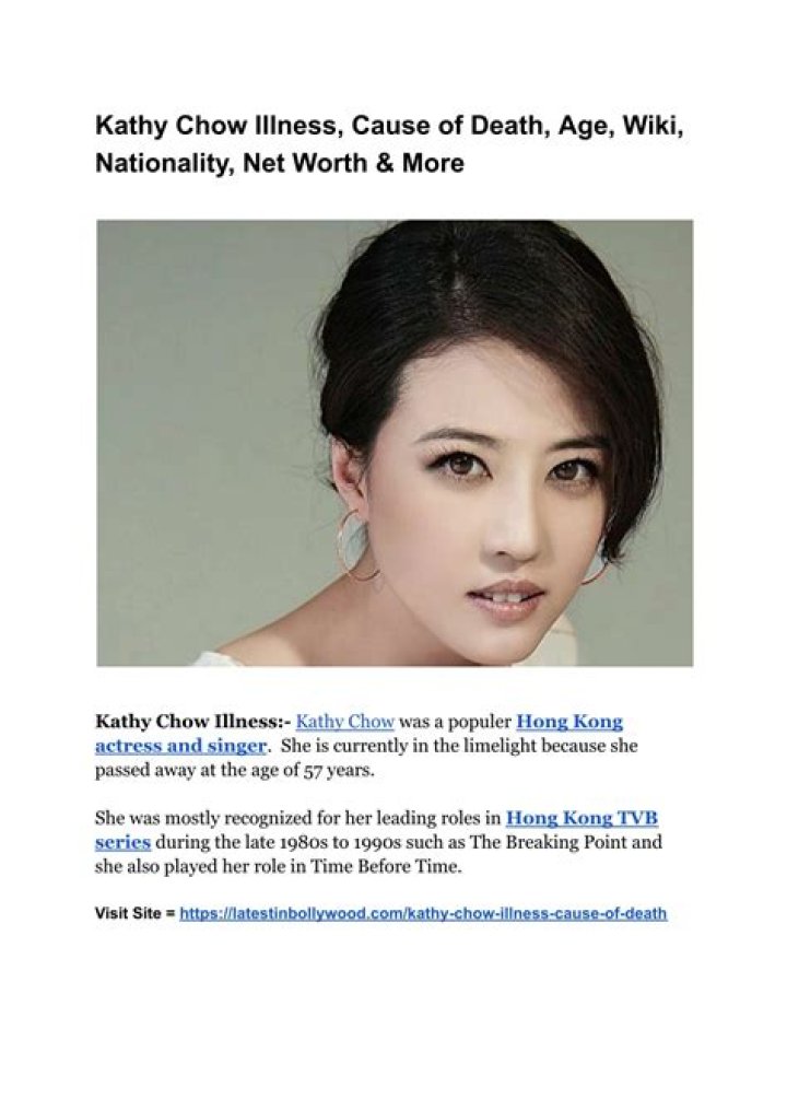 Kathy Chow Death News & Hoax | Is She Alive Or Dead | Actress Health